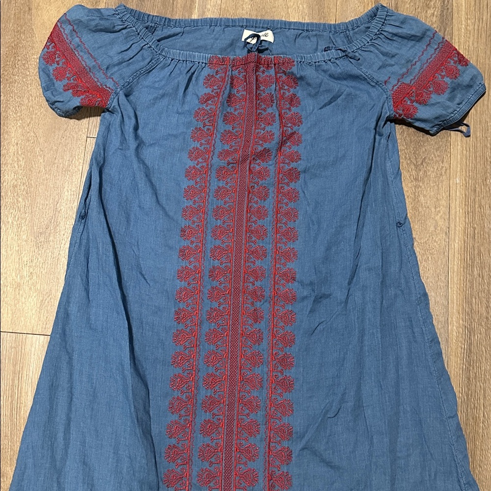 Madewell Embroidered Indigo Mercado Dress - Picture 2 of 7